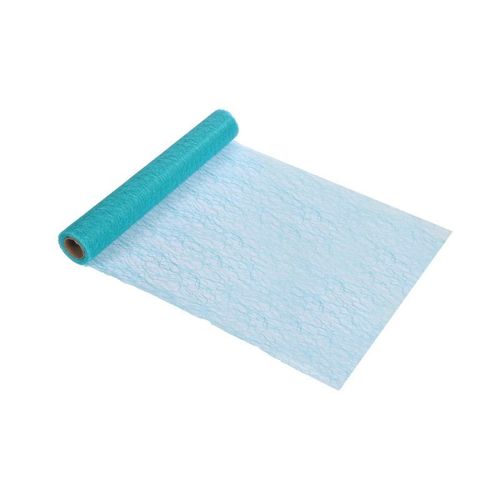 Paris Prix - Chemin De Table Jetable "Effet Maille" 30cmx5m Bleu