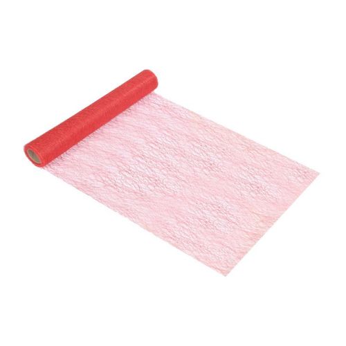 Paris Prix - Chemin De Table Jetable "Effet Maille" 30cmx5m Rouge