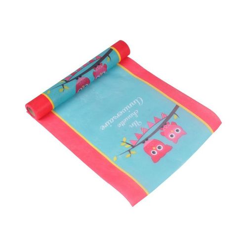 Paris Prix - Chemin De Table Jetable "Chouette" 28cmx5m Bleu & Rose