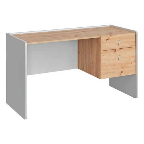 Paris Prix - Bureau 1 Niche & 1 Tiroir "Vivero" 134cm Gris & Naturel
