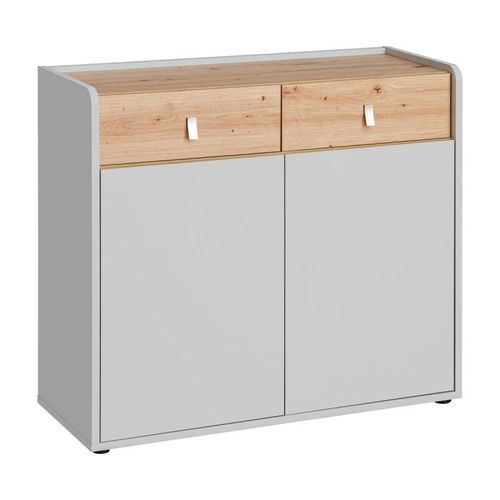 Paris Prix - Buffet 2 Portes & 2 Tiroirs "Vivero" 94cm Gris & Naturel