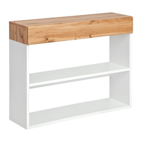 Paris Prix - Étagère Murale 2 Niveaux & Tiroir "Easy" 100cm Blanc