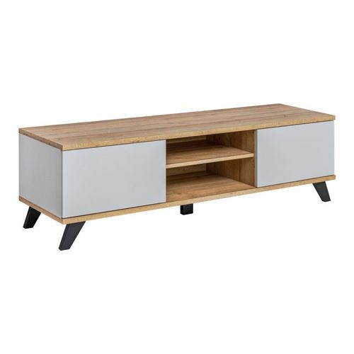 Paris Prix - Meuble Tv 2 Portes "Bogota" 160cm Gris & Naturel
