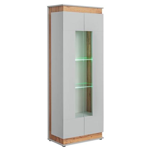 Paris Prix - Vitrine À Led 4 Niveaux "Berlin" 191cm Gris & Naturel