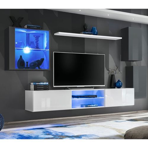 Paris Prix - Ensemble Meuble Tv "Switch Xxiii" 250cm Gris & Blanc