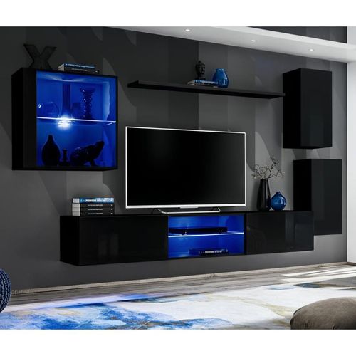 Paris Prix - Ensemble Meuble Tv Design "Switch Xxiii" 250cm Noir