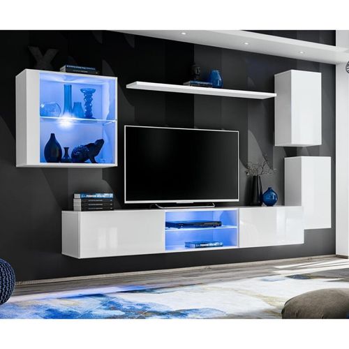 Paris Prix - Ensemble Meuble Tv Design "Switch Xxiii" 250cm Blanc
