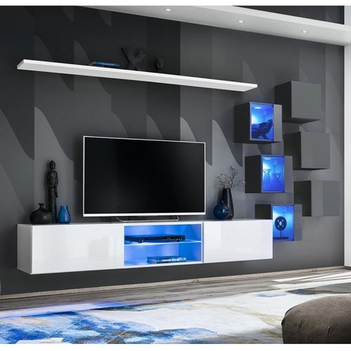 Paris Prix - Ensemble Meuble Tv "Switch Xxi" 260cm Blanc & Gris