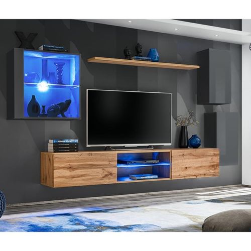 Paris Prix - Ensemble Meuble Tv "Switch Xxiii" 250cm Gris & Naturel
