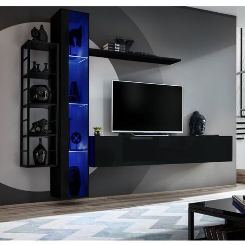 Paris Prix - Ensemble Meuble Tv Design "Switch Vii" 240cm Noir