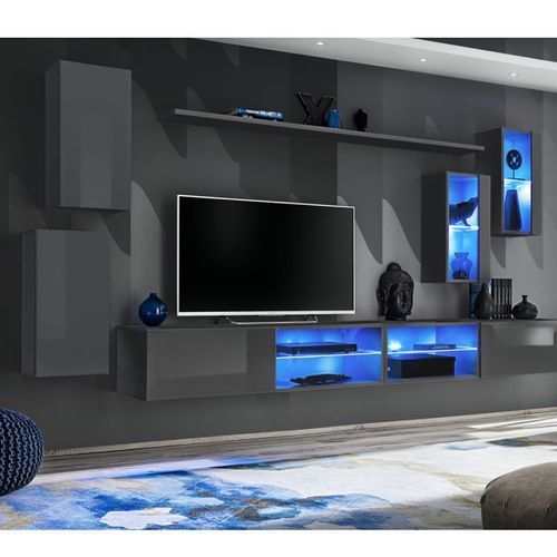 Paris Prix - Ensemble Meuble Tv "Switch Xxv" 280cm Gris