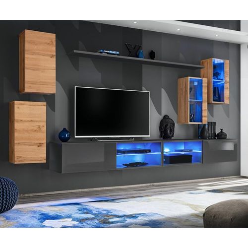 Paris Prix - Ensemble Meuble Tv "Switch Xxv" 280cm Naturel & Gris