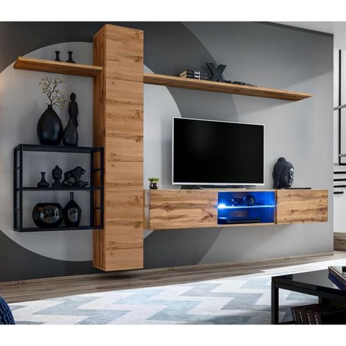 Paris Prix - Ensemble Meuble Tv "Switch V" 270cm Naturel & Noir
