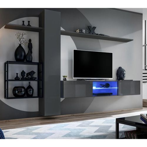 Paris Prix - Ensemble Meuble Tv "Switch V" 270cm Gris & Noir