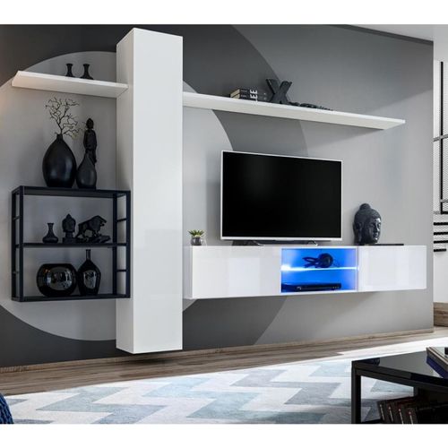Paris Prix - Ensemble Meuble Tv "Switch V" 270cm Blanc & Noir