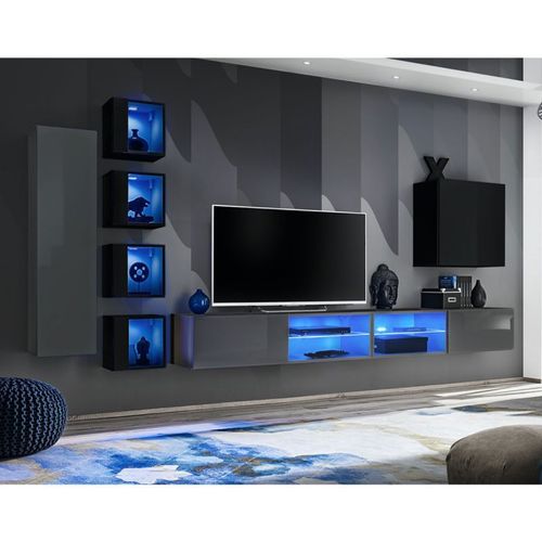 Paris Prix - Ensemble Meuble Tv "Switch Xxvi" 320cm Gris & Noir