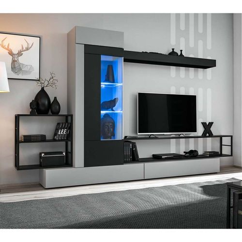 Paris Prix - Ensemble Meuble Tv "Rebel" 300cm Gris & Noir