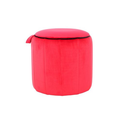 Paris Prix - Pouf Rond Velours "Reese" 43cm Rouge