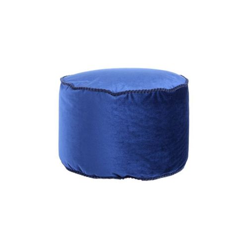 Paris Prix - Pouf Rond En Velours "Taj Mahal" 47cm Bleu