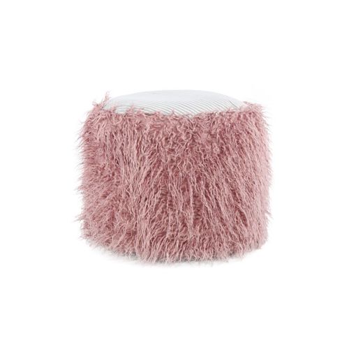 Paris Prix - Pouf Rond Imitation Fourrure "Bobtail" 45cm Rose