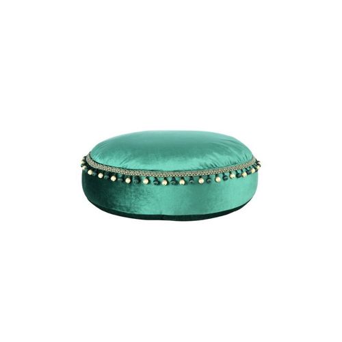Paris Prix - Pouf Déco À Pompons "Taj Mahal" 65cm Vert