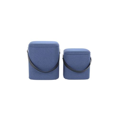 Paris Prix - Lot De 2 Poufs & Coffres De Rangement "Arabella" 44cm Bleu & Noir