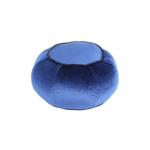 Paris Prix - Pouf Rond En Velours "Taj Mahal" 65cm Bleu