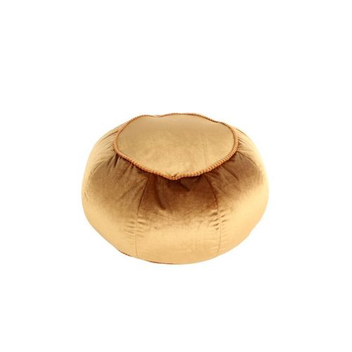 Paris Prix - Pouf Rond En Velours "Taj Mahal" 65cm Marron