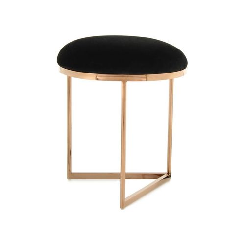 Paris Prix - Tabouret Design "Wynona" 49cm Noir & Or Rose