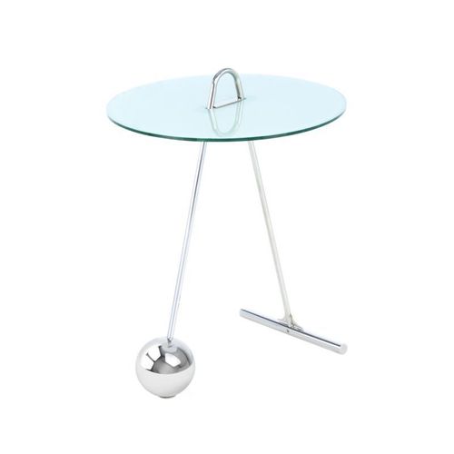 Paris Prix - Table D'appoint Design "Pendule" 60cm Argent & Blanc