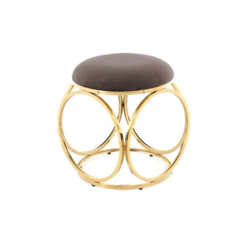 Paris Prix - Tabouret Design "Whitney" 45cm Taupe & Or