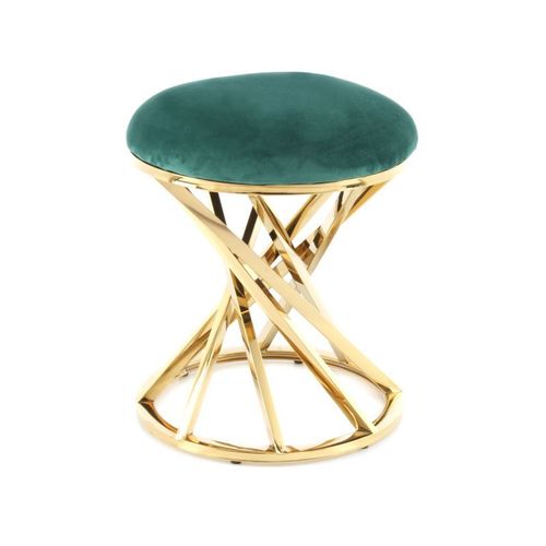 Paris Prix - Tabouret Design "Wesley" 49cm Vert & Or