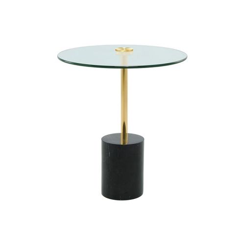 Paris Prix - Table D'appoint En Marbre "Rosario" 50cm Or & Noir