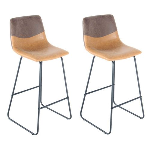 Paris Prix - Lot De 2 Tabourets De Bar "Kylie" 103cm Marron & Noir