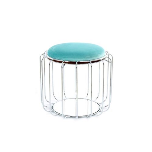 Paris Prix - Pouf & Table D'appoint "Comfortable" 50cm Menthe & Argent
