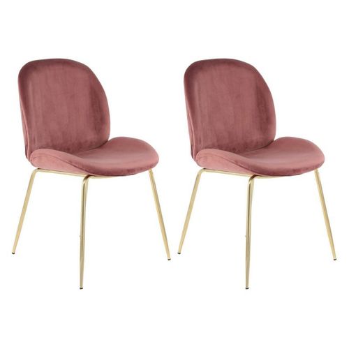 Paris Prix - Lot De 2 Chaises Design "Charlize" 90cm Rose & Or