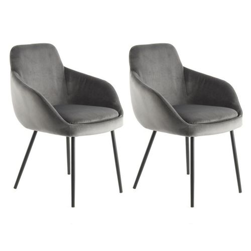 Paris Prix - Lot De 2 Chaises En Velours "Cobain" 81cm Gris