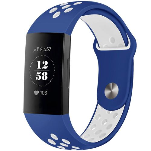 Imoshion Bracelet Sportif En Silicone Fitbit Charge 3 / 4 Bleu / Blanc