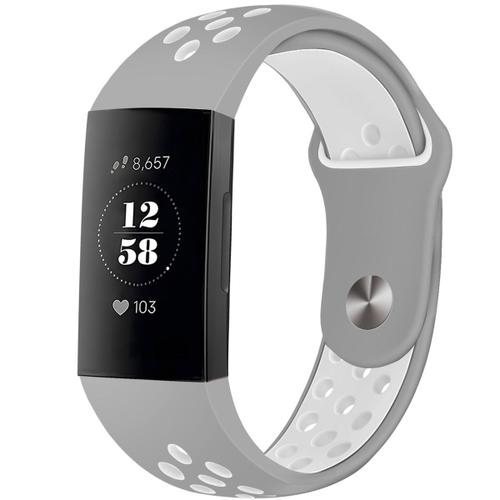 Imoshion Bracelet Sportif En Silicone Fitbit Charge 3 / 4 Gris / Blanc