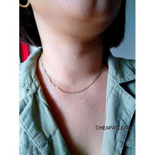 Collier Ras Du Cou Chaine Chaînette Plaquée Rhodium (Ou Double Bracelet)