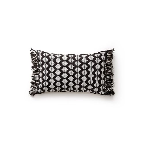 Coussin D'intérieur Et D'extérieur Morty Noir & Blanc 30x50 Cm - Tapis Poil Court Design Moderne Pour Salon