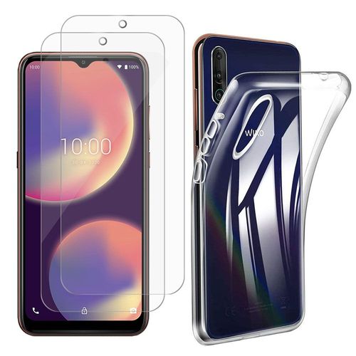 Coque Silicone Pour Wiko View 4 6.52" Gel Ultraslim Et Ajustement Parfait - Transparent + 2 Films Verre Trempé - Transparent