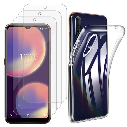 Coque Silicone Pour Wiko View 4 6.52" Gel Ultraslim Et Ajustement Parfait - Transparent + 3 Films Verre Trempé - Transparent