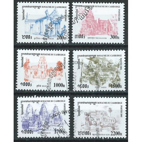 Timbre Cambodge Lot De 6 Oblitérés Divers Temples 2001 N° 1822 1823 1825 1826 1827 1828