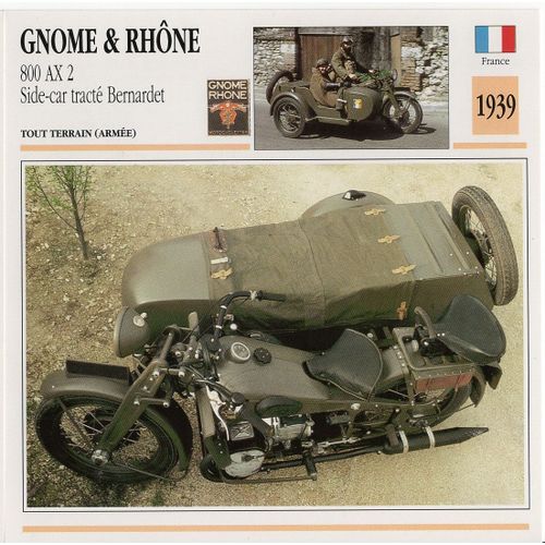 Fiche Moto Passion Gnome & Rhône 800 Ax 2 Side-Car Tracté Bernardet