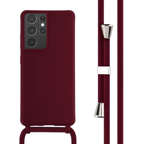 Imoshion ¿Coque En Silicone Avec Cordon Samsung Galaxy S21 Ultra Rouge Foncé