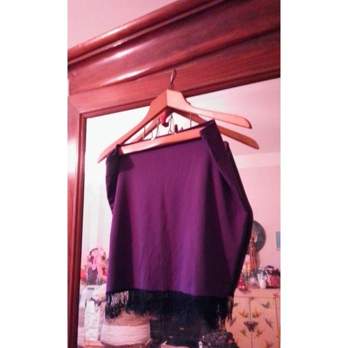 Jupe Moulante Violette Bas Dentelle Noire 44 Xxl.