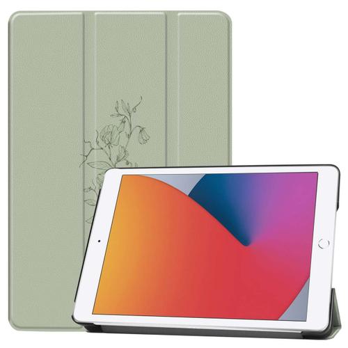 Imoshion Coque Tablette Design Trifold Ipad 9 (2021) 10.2 Pouces / Ipad 8 (2020) 10.2 Pouces / Ipad 7 (2019) 10.2 Pouces Floral Green