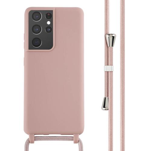 Imoshion ¿Coque En Silicone Avec Cordon Samsung Galaxy S21 Ultra Sand Pink