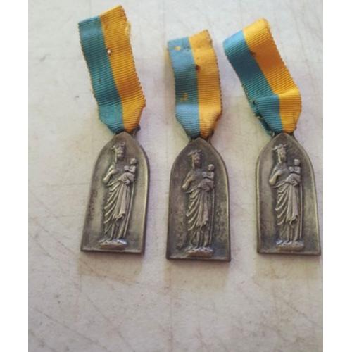 3 Médaille Antique Religieux Plaqué Argent Médaille Catholique Pendentif Charme Médaillon Sainte Vierge Marie